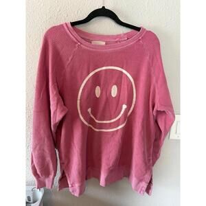 Thread & Supply pink ribbed smiley crewneck size M